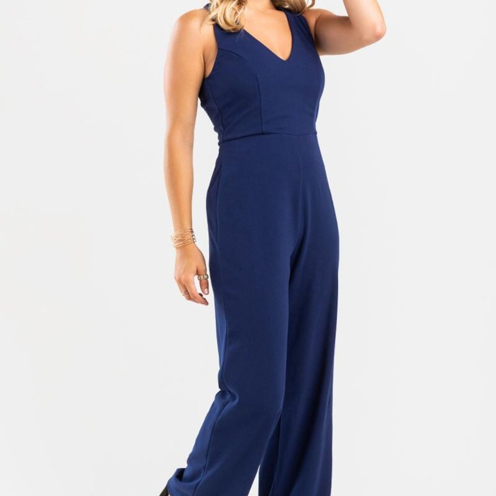 Chic Wide Leg Navy Jumpsuit from Francesca's